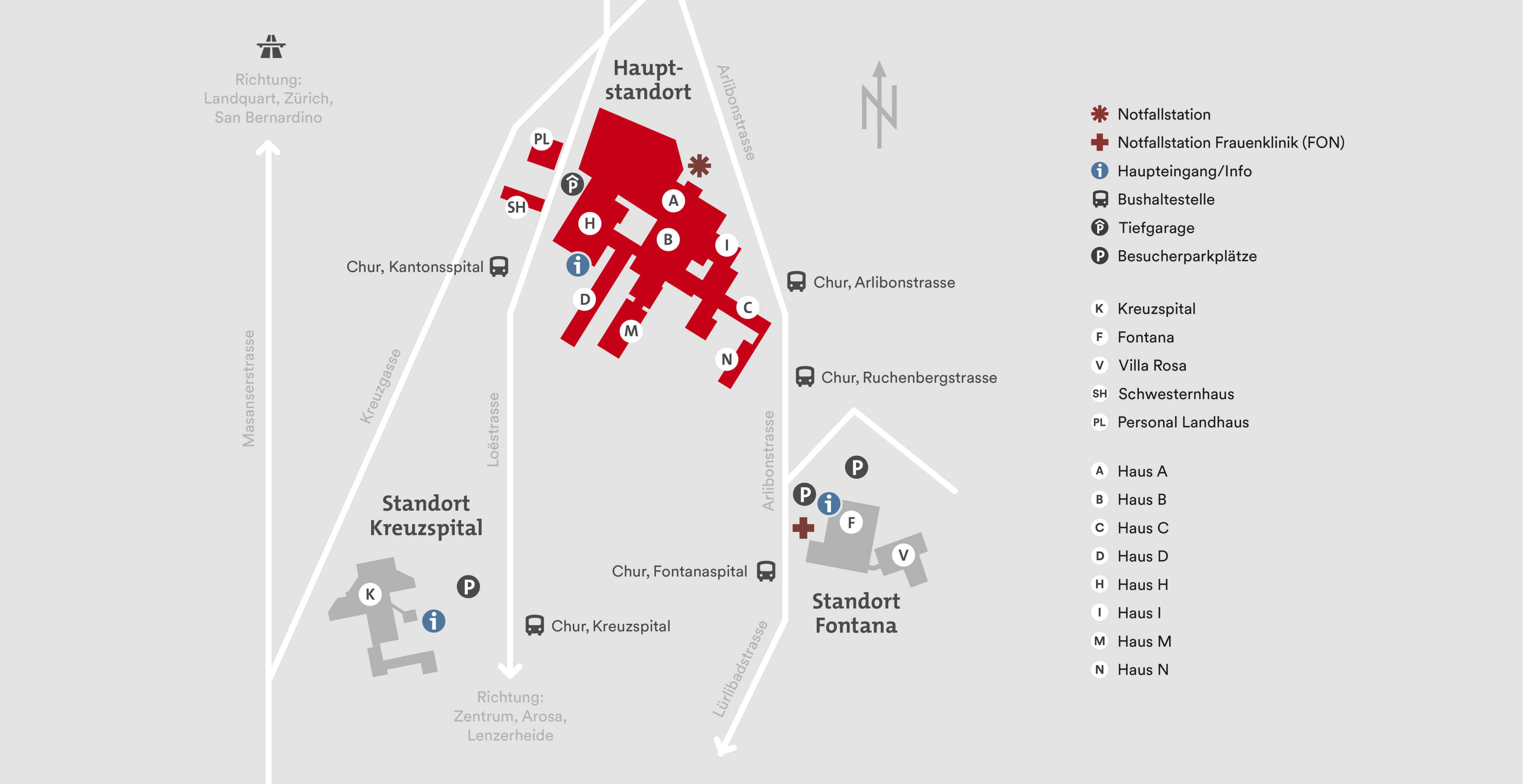 Karte Hauptstandort Kantonsspital Graubünden