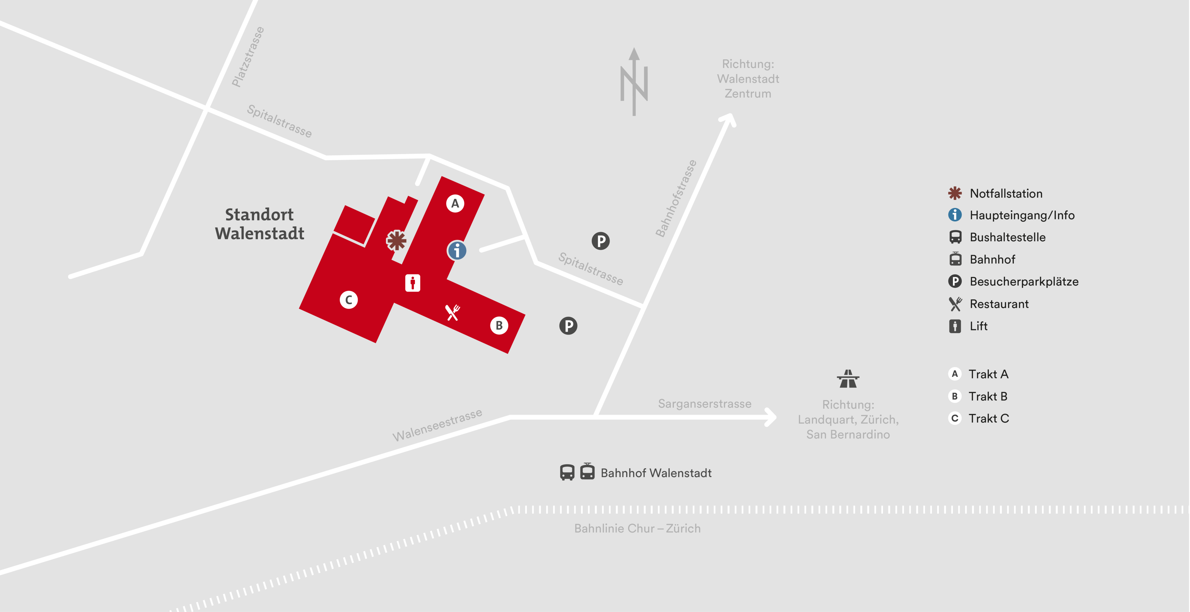 Karte Standort Walenstadt Kantonsspital Graubünden